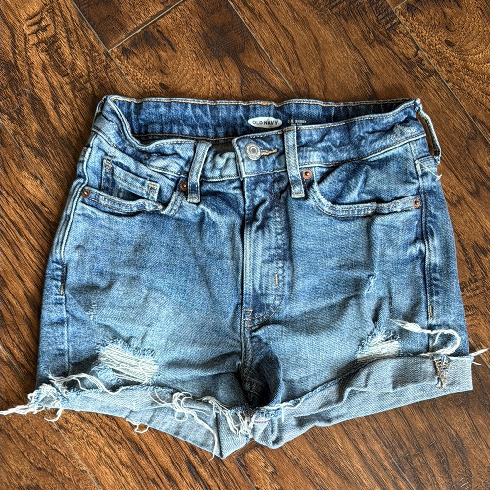 Old Navy Blue Jean Shorts Distressed Cut-Off Style, size 0